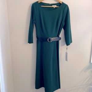 NWT Women’s Calvin Klein Midi Long-sleeve Dress in Green, size 14